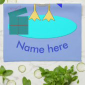 メリークリスマス魚釣りペンギンカスタムタオル キッチンタオル (折り畳み)