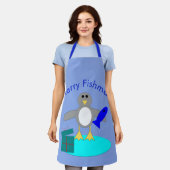 メリークリスマス魚釣りペンギンカスタム エプロン (着用した状態)