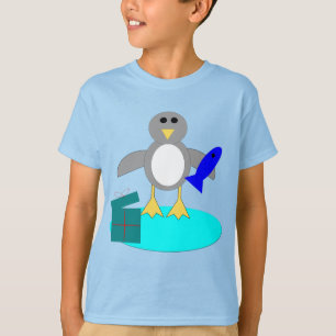メリークリスマス魚釣りペンギンキッズTシャツ Tシャツ