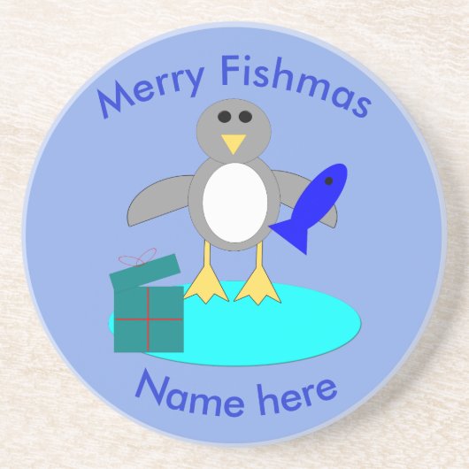 メリークリスマス魚釣りペンギンコースター コースター (正面)
