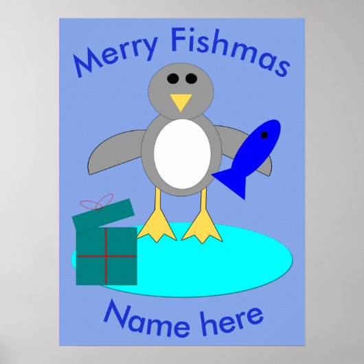 メリークリスマス魚釣りペンギンポスター ポスター (正面)