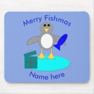 メリークリスマス魚釣りペンギンマウスパッド マウスパッド