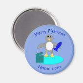 メリークリスマス魚釣りペンギン磁石 マグネット (正面/裏面)