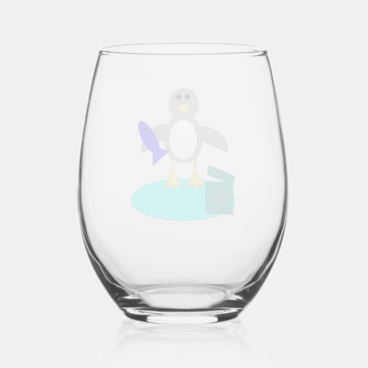 メリークリスマス魚釣りペンギン ステムなしワイングラス (裏面)