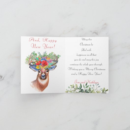 メリークリスマス鹿あいさつパーソナライズされたきカード シーズンカード (内部)