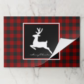 メリークリスマス鹿と格子柄紙ランチョンマット ペーパーパッド (折り畳み)