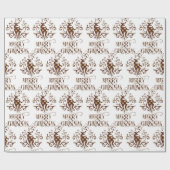 メリークリスマス鹿金ゴールドバーガンディモダンレッド ラッピングペーパー (フラット)