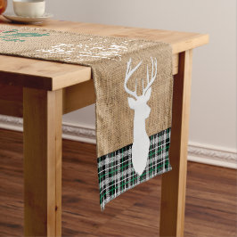 メリークリスマス鹿-緑のプライド ショートテーブルランナー