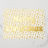 メリークリスマス黄金のイエスはレトロエレガントを渡る 箔シーズンカード (正面)