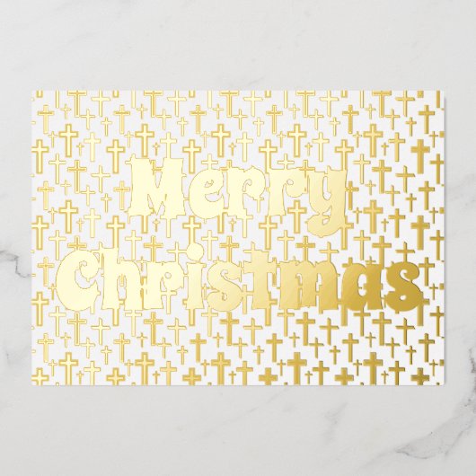 メリークリスマス黄金のイエスはレトロエレガントを渡る 箔シーズンカード (正面)