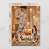 メリークリスマス黄金装飾家族の写真 シーズンカード (正面/裏面)