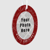 メリークリスマス1つの写真の赤い雪片/文字 オーナメント (正面)