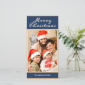 メリークリスマス1エレガントフォトブルーフェイク金ゴールド シーズンカード (スタンド正面)