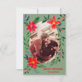 メリークリスマス1フォトウォーターカラーフローラ休日 サンキューカード (正面)