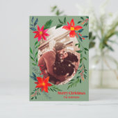 メリークリスマス1フォトウォーターカラーフローラ休日 サンキューカード (スタンド正面)