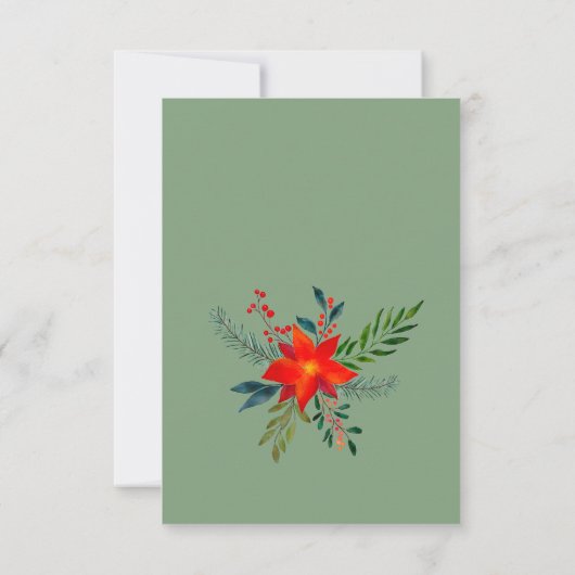 メリークリスマス1フォトウォーターカラーフローラ休日 サンキューカード (裏面)