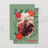 メリークリスマス1フォトウォーターカラーフローラ休日 サンキューカード (正面/裏面)