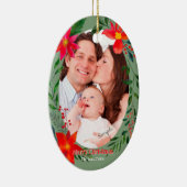 メリークリスマス1フォトウォーターカラーフローラ休日 セラミックオーナメント (右)