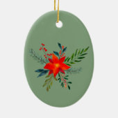 メリークリスマス1フォトウォーターカラーフローラ休日 セラミックオーナメント (裏面)