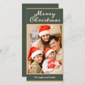 メリークリスマス1フォトグエレガントリーンフェイク金ゴールド シーズンカード (正面/裏面)
