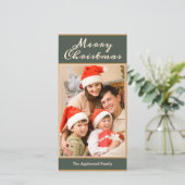 メリークリスマス1フォトグエレガントリーンフェイク金ゴールド シーズンカード (スタンド正面)