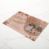 メリークリスマス1フォトヴィンテージホリー実在 箔シーズンカード (回転した状態)