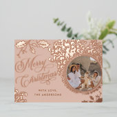 メリークリスマス1フォトヴィンテージホリー実在 箔シーズンカード (立ち正面)