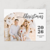 メリークリスマス1写真アーチミニマモダンリスト シーズンポストカード (正面)