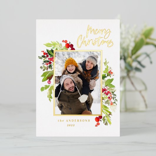 メリークリスマス1枚 箔シーズンカード (立ち正面)