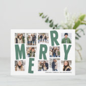 メリークリスマス10写真集はっきりした緑モダン シーズンカード (スタンド正面)