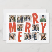 メリークリスマス10写真集はっきりした赤モダン シーズンカード (正面)