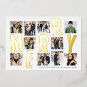 メリークリスマス10写真集はっきりした赤モダン 箔シーズンカード (正面)