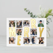 メリークリスマス10写真集はっきりした赤モダン 箔シーズンカード (立ち正面)