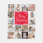 メリークリスマス16フォトコラージュ家族 フリースブランケット (正面)
