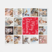 メリークリスマス16フォトコラージュ家族 フリースブランケット (正面(横))