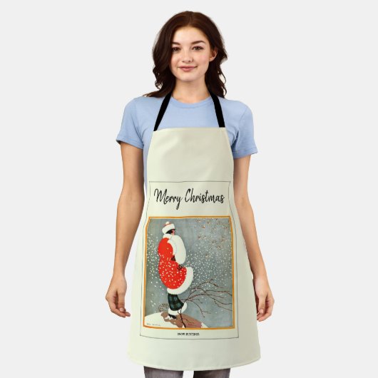メリークリスマス1914雪バンティング エプロン (着用した状態)