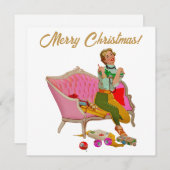 メリークリスマス1950年ヴィンテージレディ シーズンカード (正面/裏面)