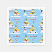 メリークリスマス1950年代ニューヨーク黄色キャブパターン スタンダードカクテルナプキン (正面)