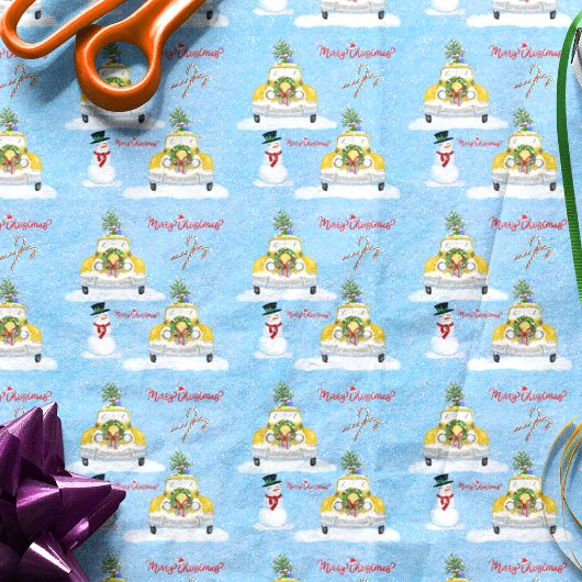 メリークリスマス1950年代ニューヨーク黄色キャブパターン 薄葉紙