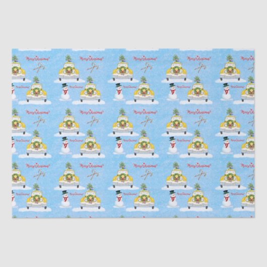 メリークリスマス1950年代ニューヨーク黄色キャブパターン 薄葉紙 (正面)