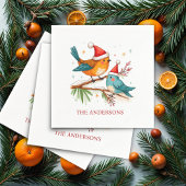 メリークリスマス2つの愛する鳥クリスマスパーティー スタンダードカクテルナプキン