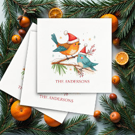 メリークリスマス2つの愛する鳥クリスマスパーティー スタンダードカクテルナプキン