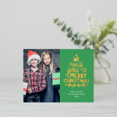 メリークリスマス2の写真金ゴールド 箔シーズンポストカード (立ち正面)