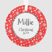 メリークリスマス2ゴールデンドードル（ゴールデンレッド）かわいい オーナメント (裏面)