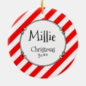 メリークリスマス2ゴールデンドードル(ゴールデンレッド)かわいい セラミックオーナメント (裏面)