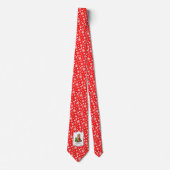 メリークリスマス2ゴールデンドードル(ゴールデンレッド)かわいい ネクタイ (正面)
