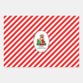 メリークリスマス2ゴールデンドードル(ゴールデンレッド)かわいい ラッピングペーパーシート (正面3)