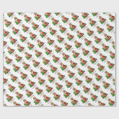 メリークリスマス2ゴールデンドードル（ゴールデンレッド）かわいい ラッピングペーパー (フラット)