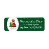 メリークリスマス2ゴールデンドードル(ゴールデンレッド)かわいい ラベル (正面)