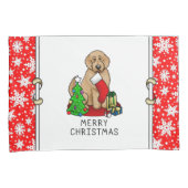 メリークリスマス2ゴールデンドードル（ゴールデンレッド）かわいい 枕カバー (正面右)